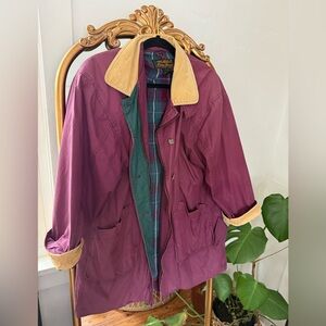 Women's Burgundy Jacket with Tan Collar